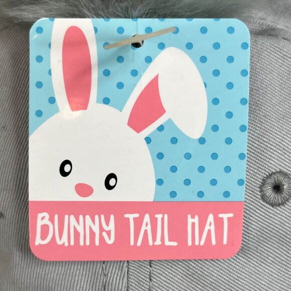 Bunny Tail Hat Adult Size Snap Back Gray Fuzzy Ball Rabbit Easter New - Picture 10 of 11